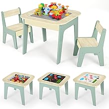 MAMIZO Children's Table with 2 Chairs, Children's Seating Set, Children's Table, Children's Furniture for Children's Room, Storage Space, Children's Table Chair Set, Painting Table & Building Plate