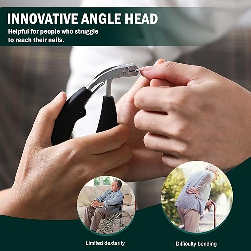 Miniatura 2 de FVION Innovador cortaúñas de cabeza angulada, cortaúñas profesional para uñas gruesas para personas mayores, cortaúñas inclinadas con atrapador,