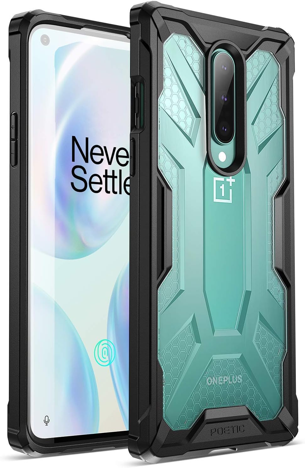 Poetic Affinity for OnePlus 8 Case [Not Compatible with Verizon Version], Rugged Lightweight Military Grade Hybrid Protective Bumper Cover, Black/Clear