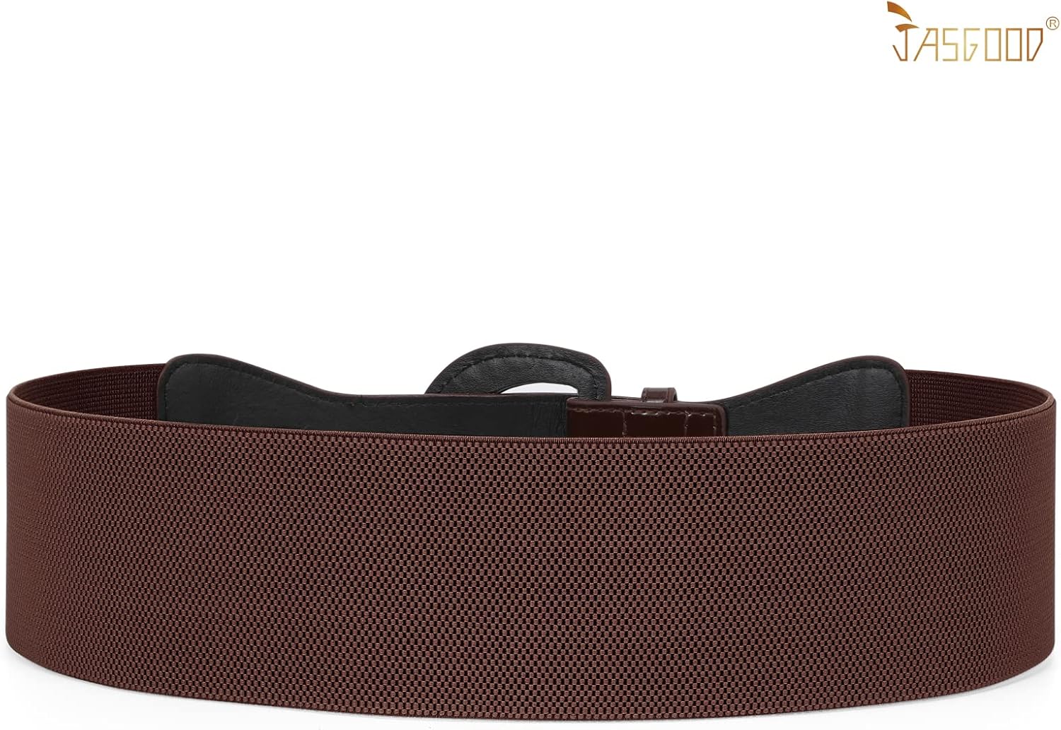 JASGOOD Women Wide Stretch Belt,Vintage Chunky Buckle Elastic Waist Belts Patent Leather Belt 50s Belt for Dress - Image 4