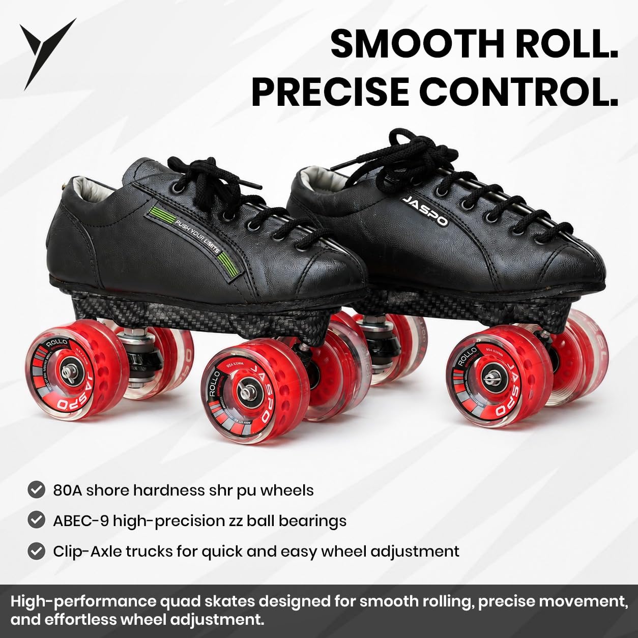 jaspo Unisex Pro Hyper Quad Outdoor Wheel Shoe Skates (8 Uk(Foot Length 27.3 Cms), Red)