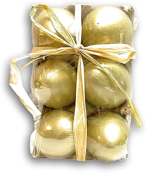Golden Eggs in Crate with Raffia - 6 Count