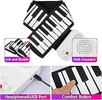 Vista 2 de Piano enrollable de 49 teclas con bolsa de transporte, 8 tonos diferentes, batería de litio recargable incorporada, altavoces integrados de 2 W