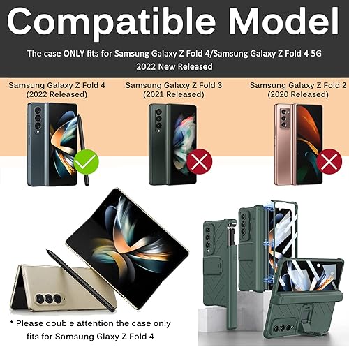 Miniatura 2 de Miimall Funda compatible con Samsung Galaxy Z Fold 4 5G con protector de pantalla de vidrio templado integrado, bisagra magnética y ranura para