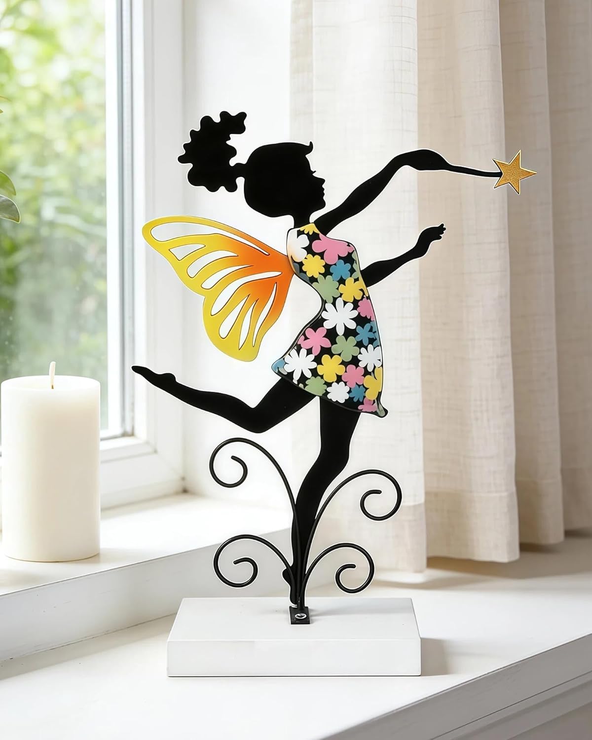 Fairy Statue Desk Decor, Funky Office Sculpture Figurine, Bookshelf and Table Top Decoration for Home,Unique Gift for Her Women