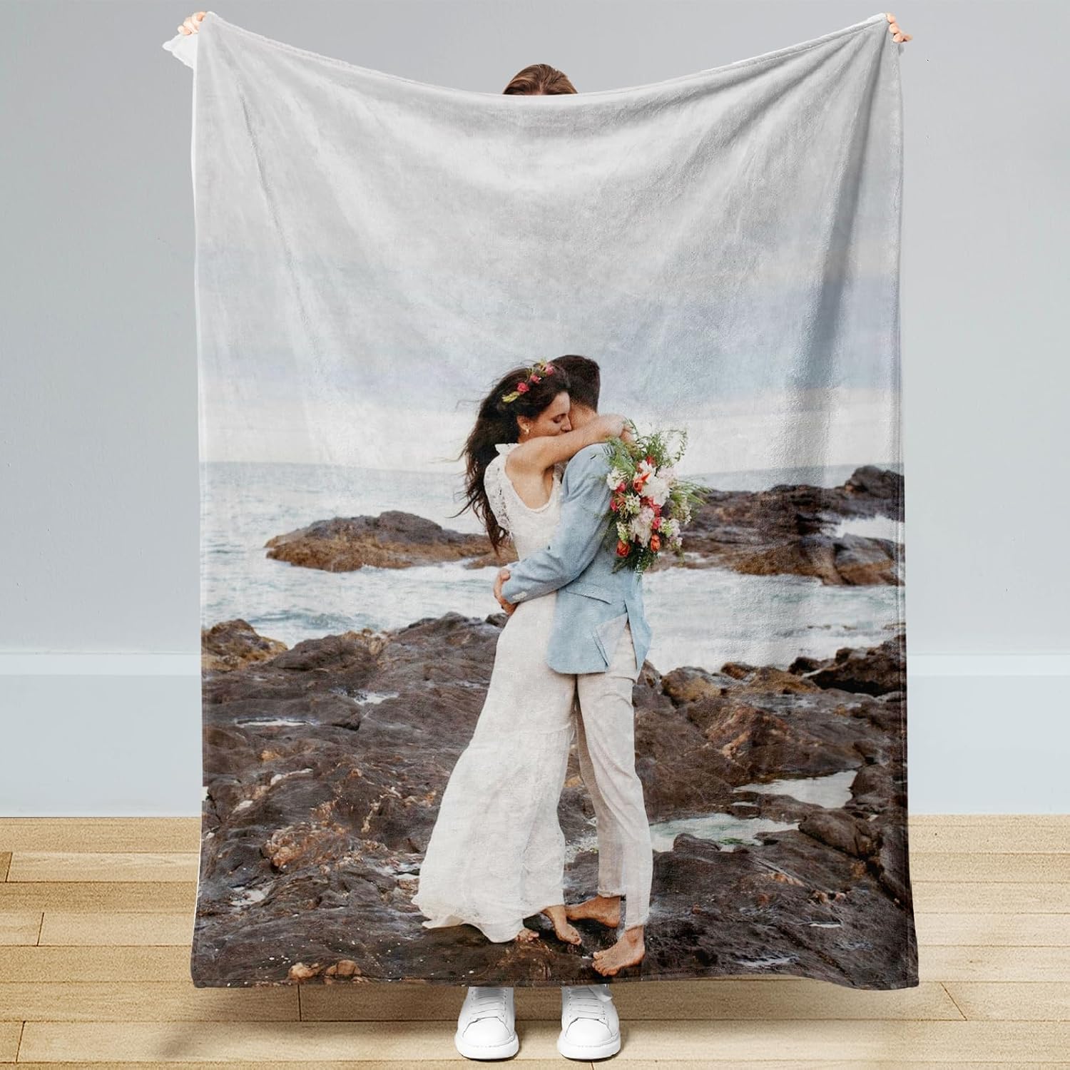 Custom Blankets with Photos, Personalized Picture Flannel Throw Blankets, Customized Photo