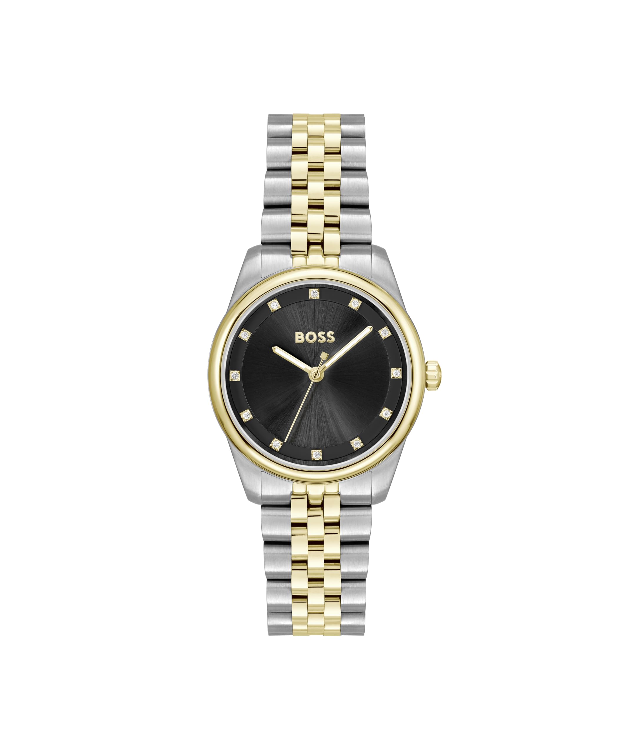 BOSS Three Hand Quartz Movement Watch for Women Graceful Precious Collection with Two-Tone Stainless Steel Bracelet - 1502811