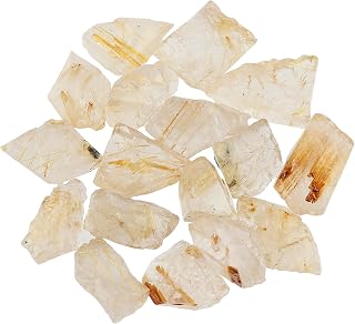 CRYSTALIS 100cts Natural Golden-Rutile Raw Crystals, Loose Gemstone Wholesale Bulk Rough Jewelry Making Supply, Chakra And Healing Stones, Wire Wrapping, DIY, Tumbling, Gem Collection