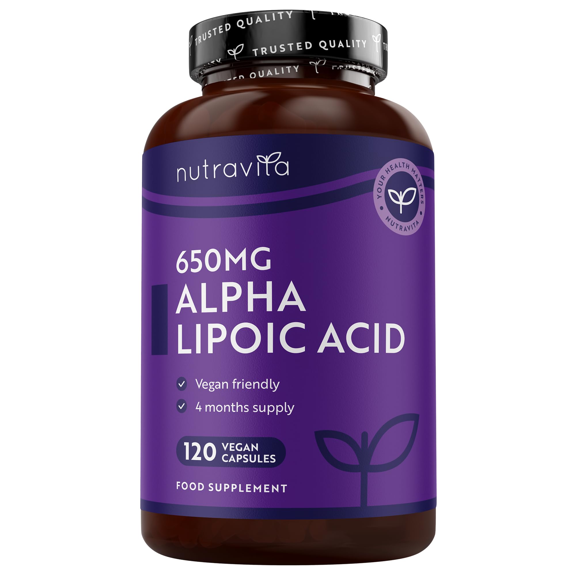 Nutravita Alpha Lipoic Acid 650mg - 120 High Strength ALA Vegan Capsules