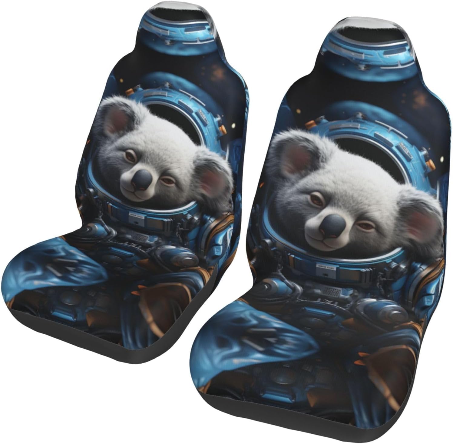 Universal Astronaut Koala Printed car seat Covers are Suitable for Most Seats in Trucks, Vans, and Other Similar Vehicles.