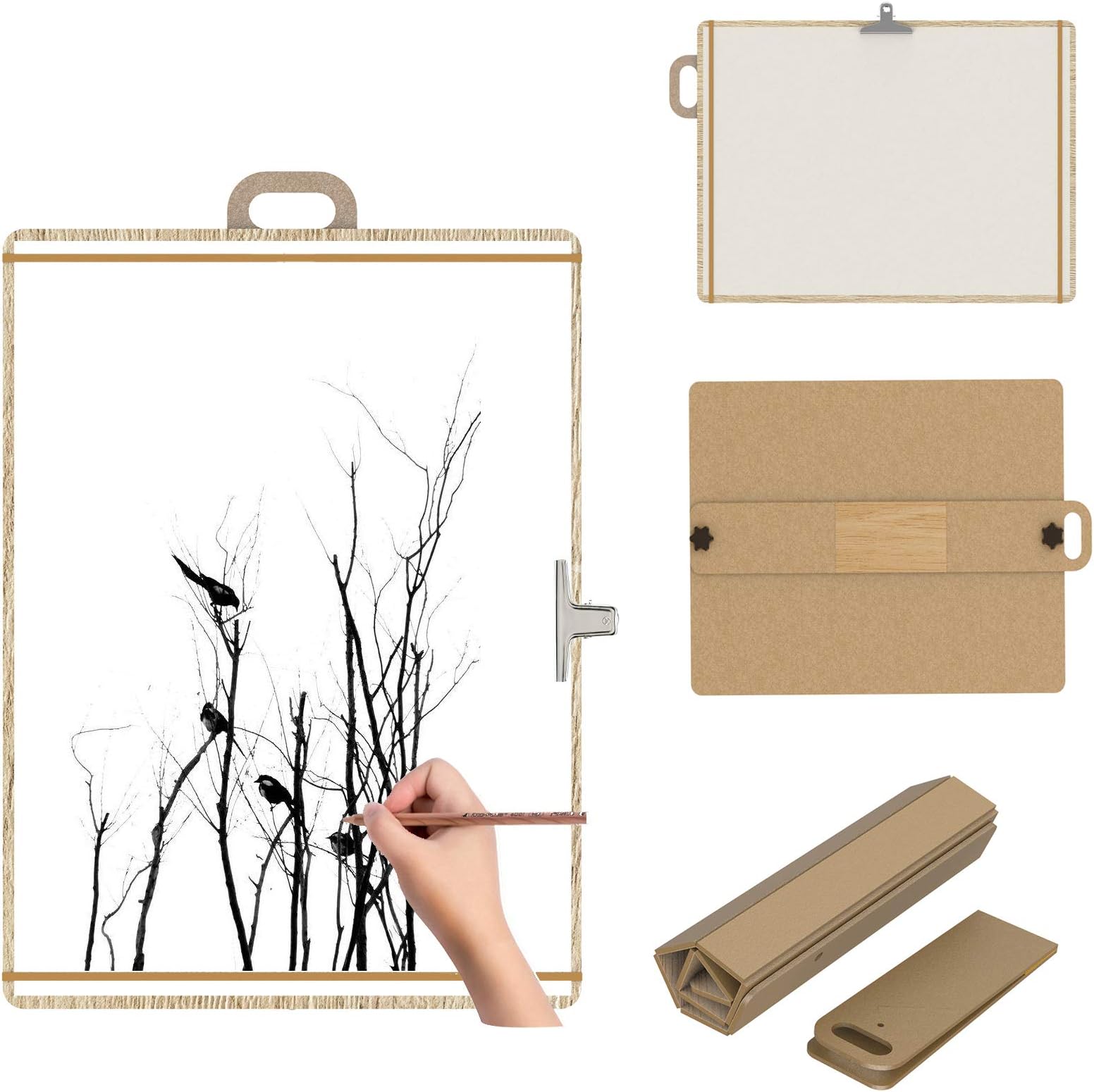 Dosenstek Artist Sketch Tote Board Wood Portable Foldable Artist Drawing & Sketching Board 15.75" Wide x 21.25" Tall (Brown)