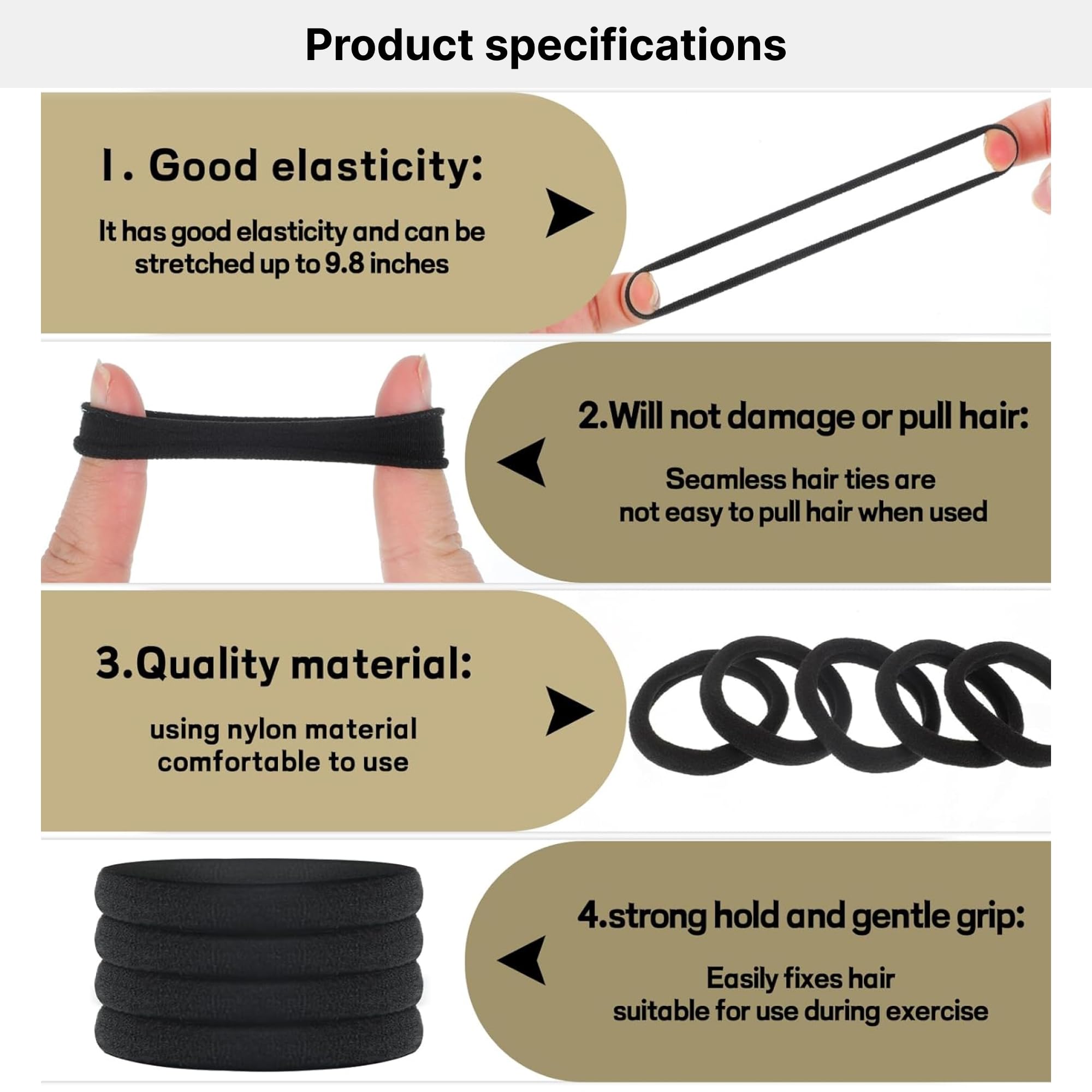 MILAPARK CRAFTS 30 PCS Black Hair Ties for Girls – Soft Elastic Hair Bands – No-Damage Rubber Ponytail Holders – Seamless, Stretchable Hair Accessories for School, Sports & Daily Use 1