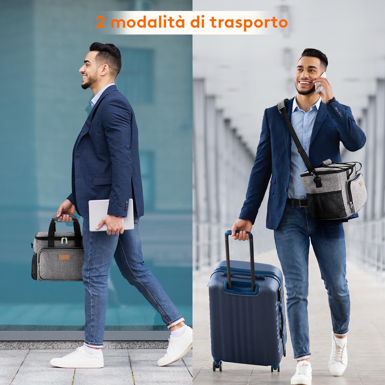 Lifewit Borsa Termica Porta Pranzo 15L(24 Lattine), Grande Borse Frigo Pranzo Ufficio per Uomo e Donna, Lunch Bag per Lavoro, Mare, Viaggio, Spiaggia, Grigio