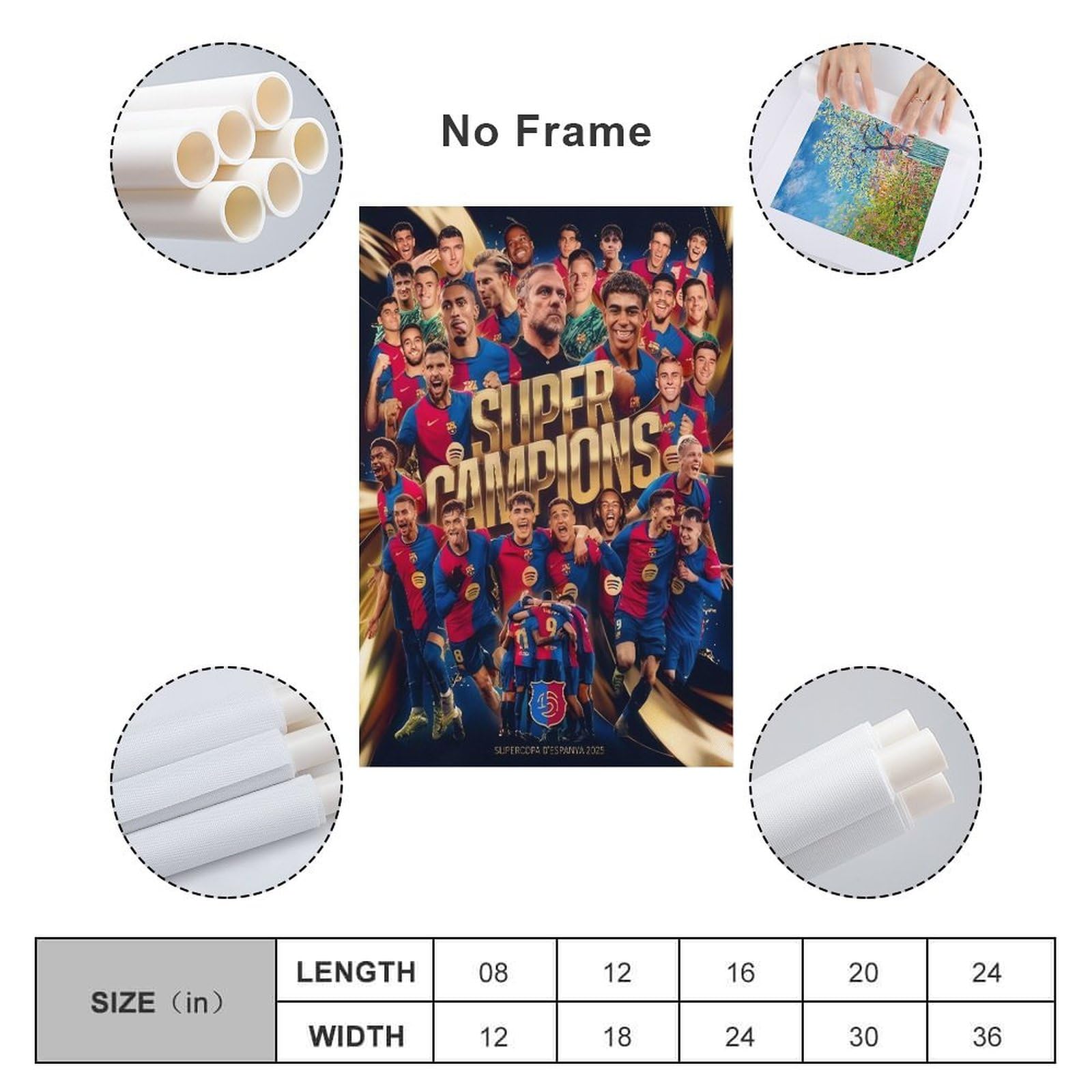 Poster Dédicacé Officiel Du FC Barcelone 2025-2026 - Format A4 (21x29,7 Cm), Impression Brillante Haute Qualité - 9