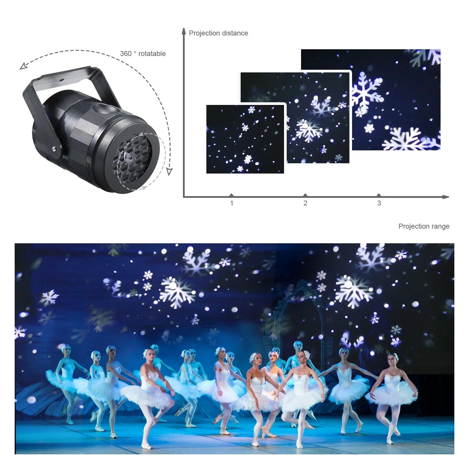 Projektor Weihnachten, Schneeflocke Projektor Licht Moving Led Licht Projektor Landschaft Lampe Weihnachtsdekoration Outdoor LED Weihnachten Bühne Dekor(2pcs)
