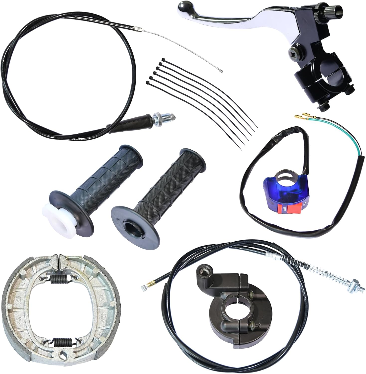 JNDO Mini Bike Throttle Assembly Kit Mini Bike Drum Brake Lever 7/8 22mm Handlebar Grips Suitable for Coleman BT200X CT200U CT200U-EX Baja Warrior Massimo MB200 Predator 212cc 196cc 200cc 6.5hp Parts