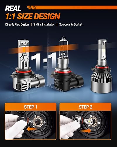 Miniatura 11 de SEALIGHT Bombillas H1, 30000LM 6500K H1 bombillas antiniebla con ventilador de refrigeración, tamaño mini 1:1 para Powersports ATV/UTV, más de 60000