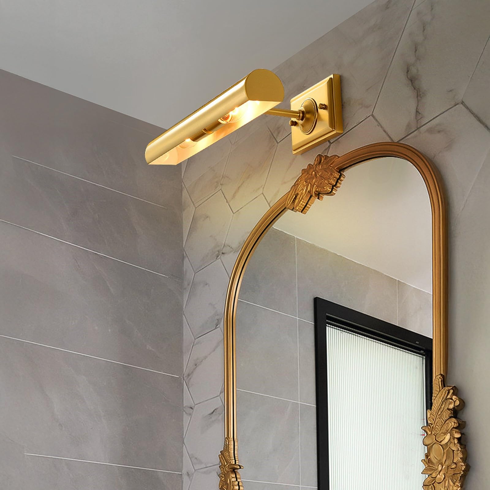 Intage Lámpara de pared de latón for cuadros, lámpara de arte ajustable de 15,7 pulgadas con casquillo E14