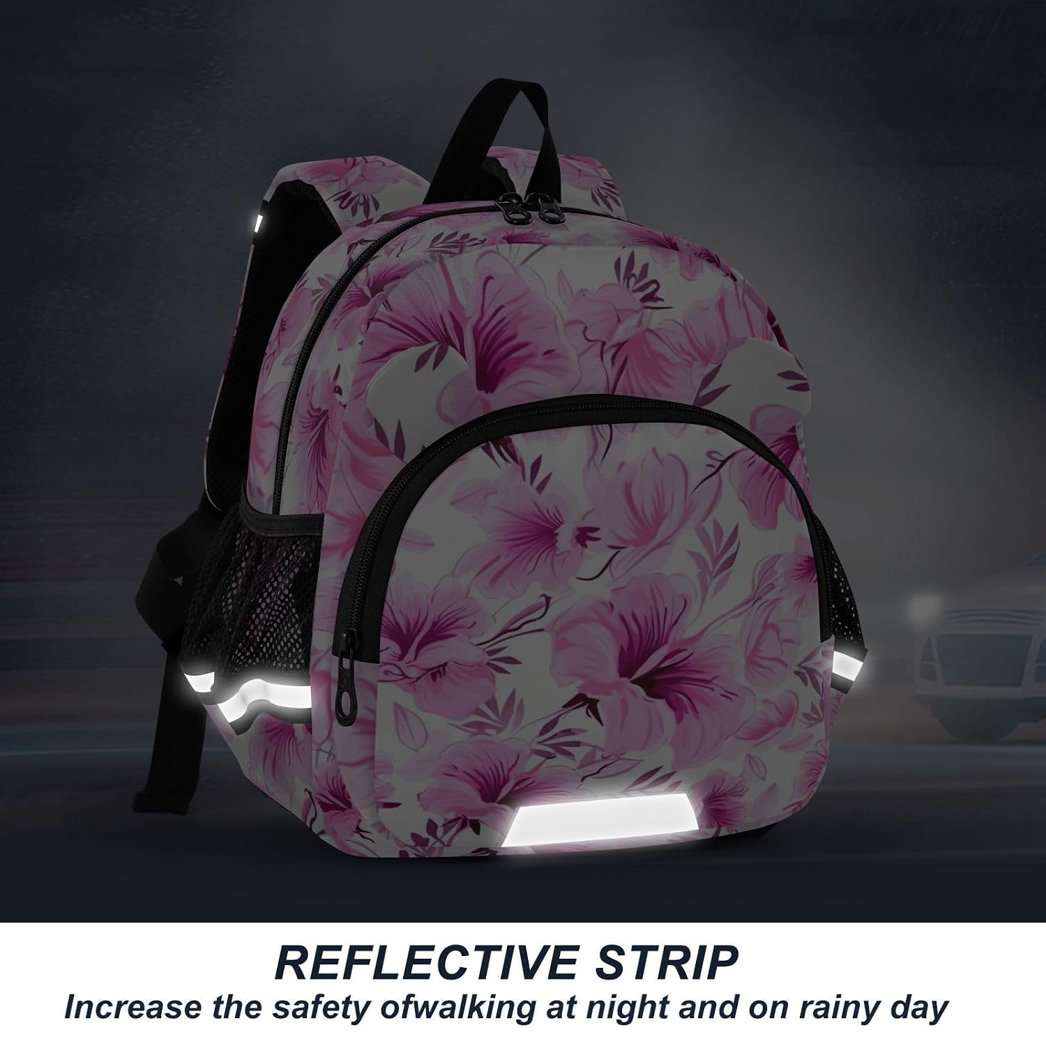 Pink Hibiscus Flowers Tropical Toddler Harness Backpack for Boys Girls 3-6 Years Kids Backpack with Anti Lost Safety Leash Child Leash Backpack for Travel Walking Preschool