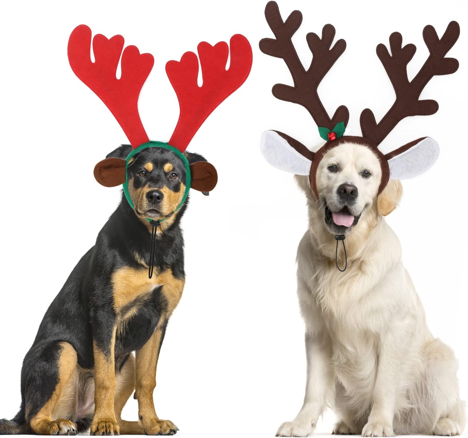 BWOGUE Dog Reindeer Antlers Costume, Christmas Headband Set for Large Dogs
