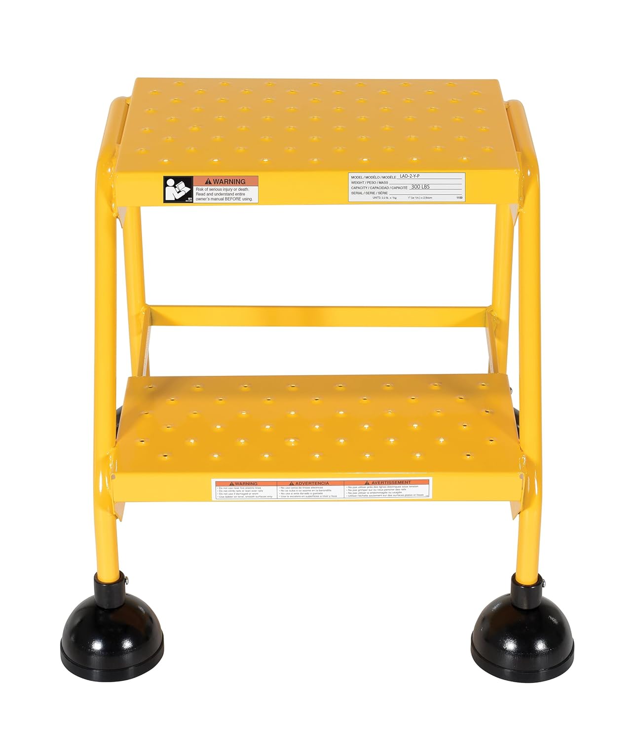 Vestil LAD-2-Y-P Steel Commercial Spring Loaded Ladders 58 Degree 2 Perforated 16 in. Step Width 300 Lb. Capacity Yellow
