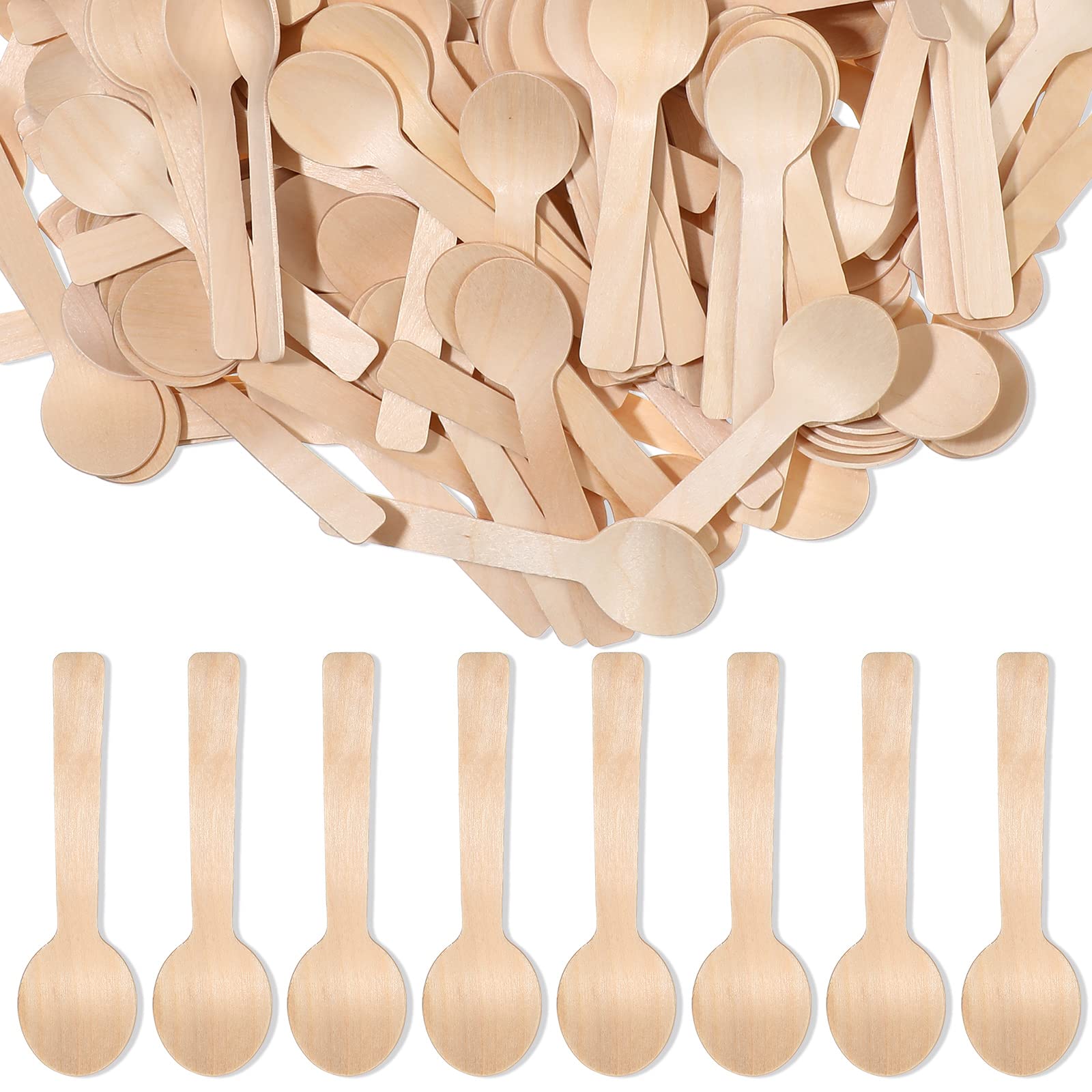 Petites cuillères jetables en bois pour dessert, glace et échantillon - 10cm x1500