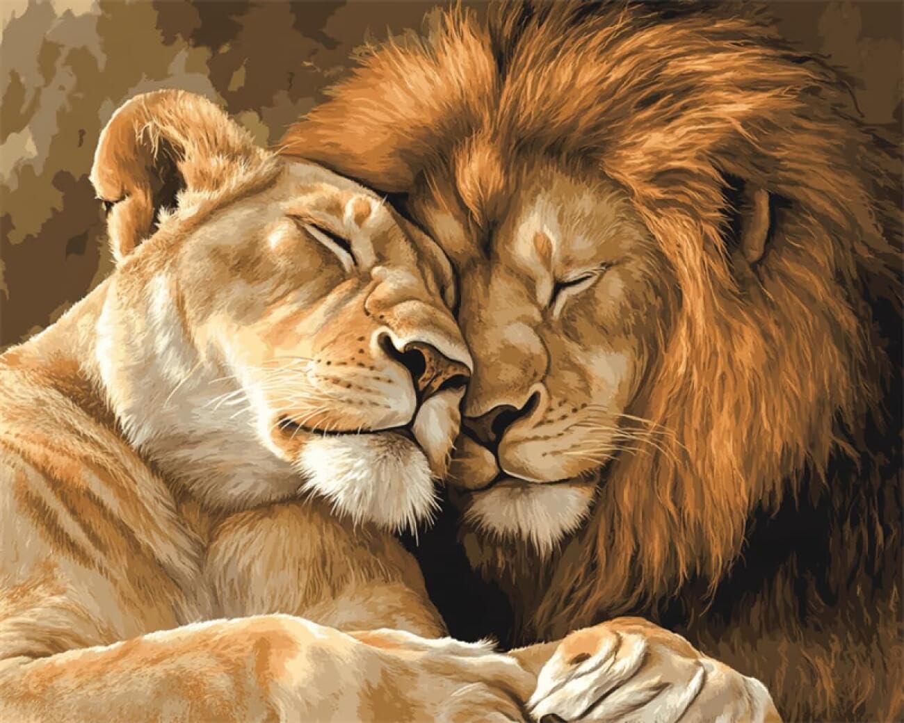 AxiangziK DIY Counted Cross Stitch Kits Two Lions 11CT 50x70cm