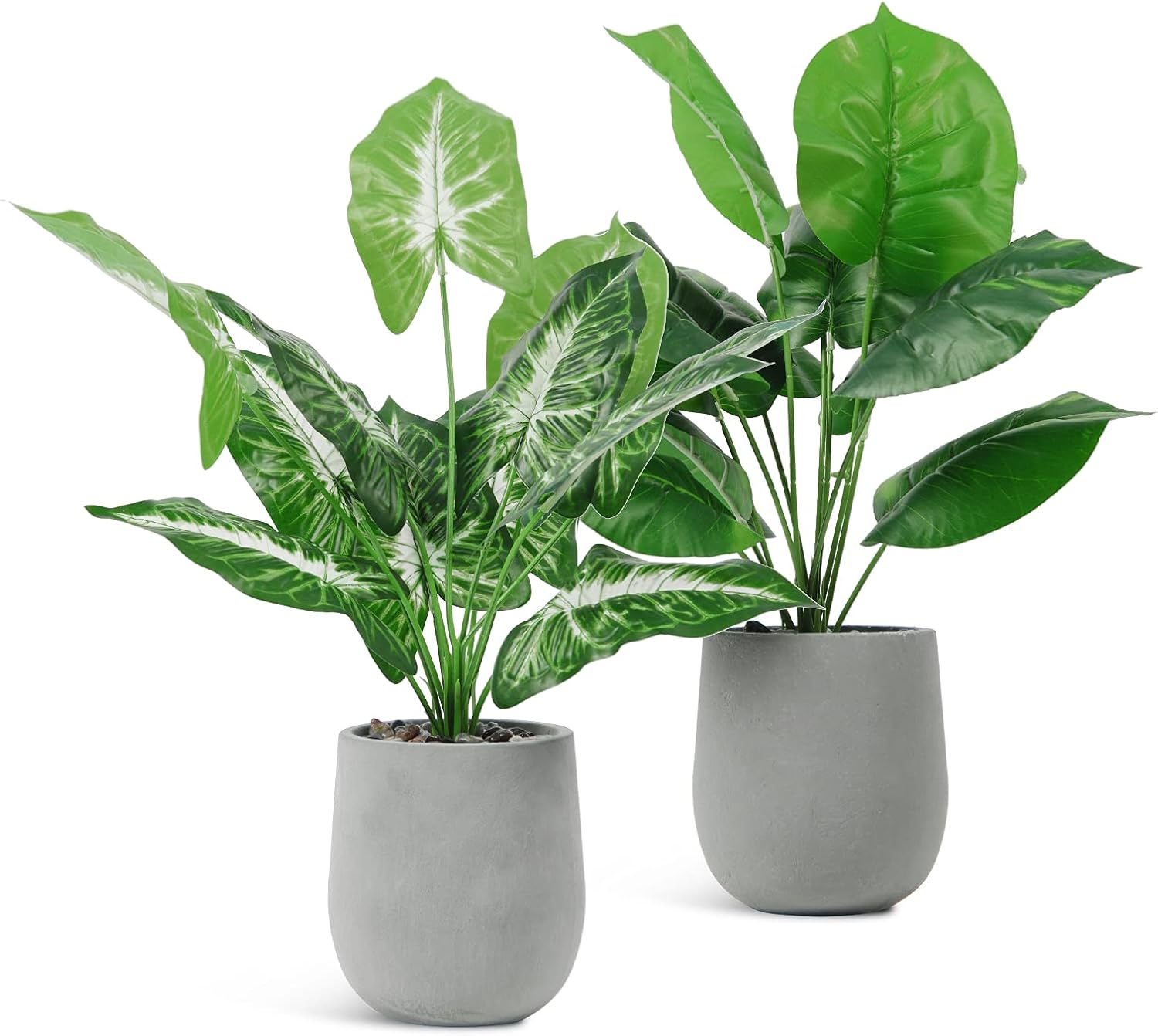 U'Artlines 2 Pack Artificial Plants Topiary Shrubs Fake Plants with Gray Pot for Tabletop Bathroom House Decoration