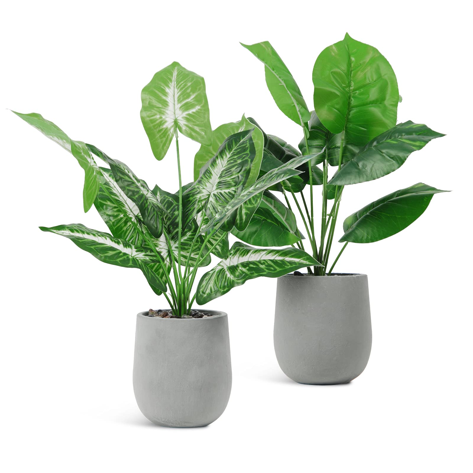 U'Artlines 2 Pack Artificial Plants Topiary Shrubs Fake Plants with Gray Pot for Tabletop Bathroom House Decoration