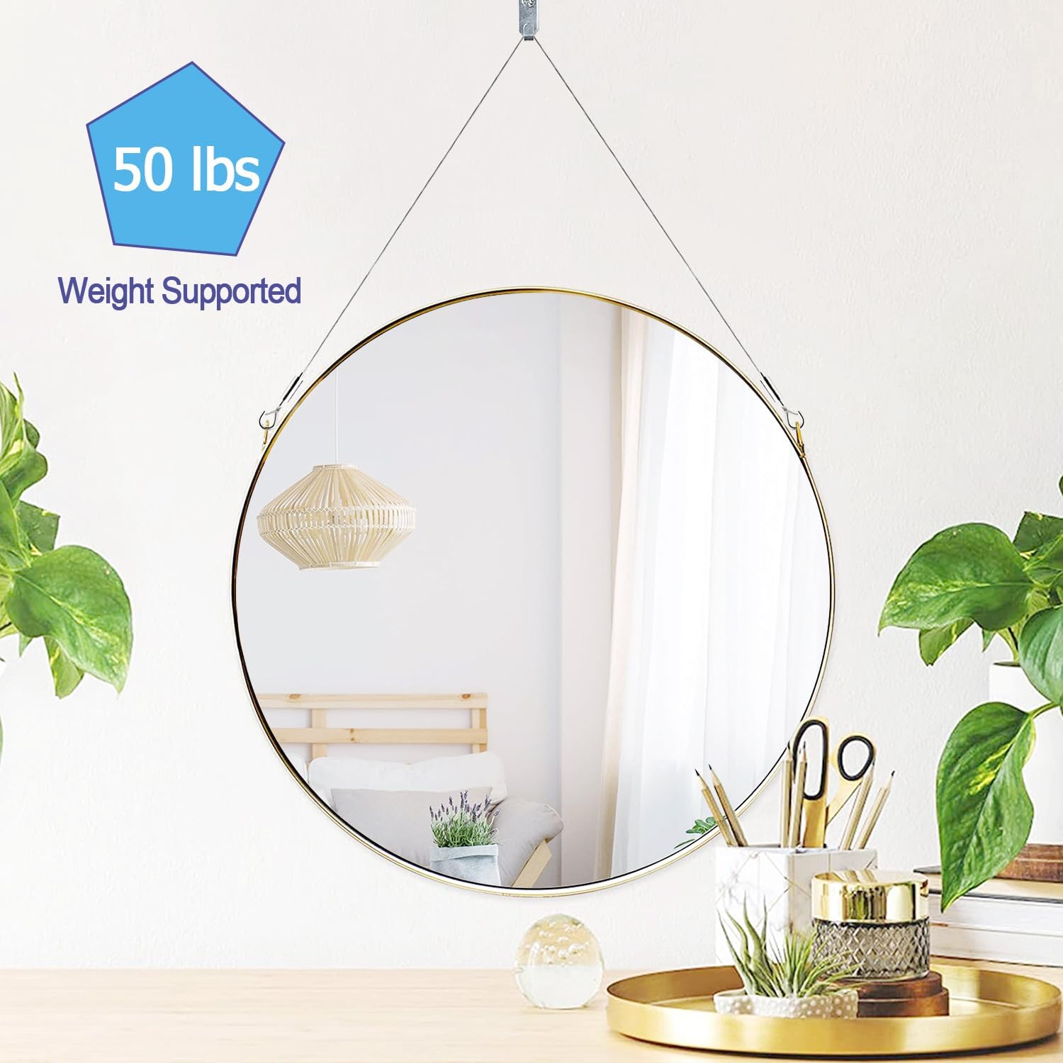 2 Kit Adjustable Picture Hanging Wire Heavy Duty Supports 50 lbs, 2m x1.5mm Hanging Wire with D-Ring Heavy Duty, Hanging Hardware for Hanging Picture, Mirror, Light Lamp, Basket