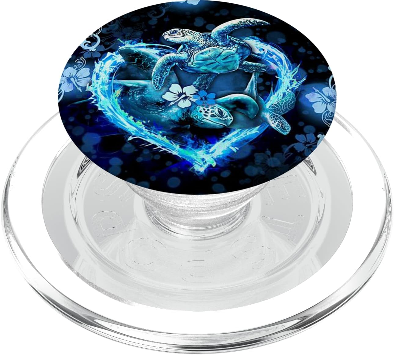 Cute Blue Sea Turtle Heart Love Turtles Graphic Art Design PopSockets PopGrip for MagSafe