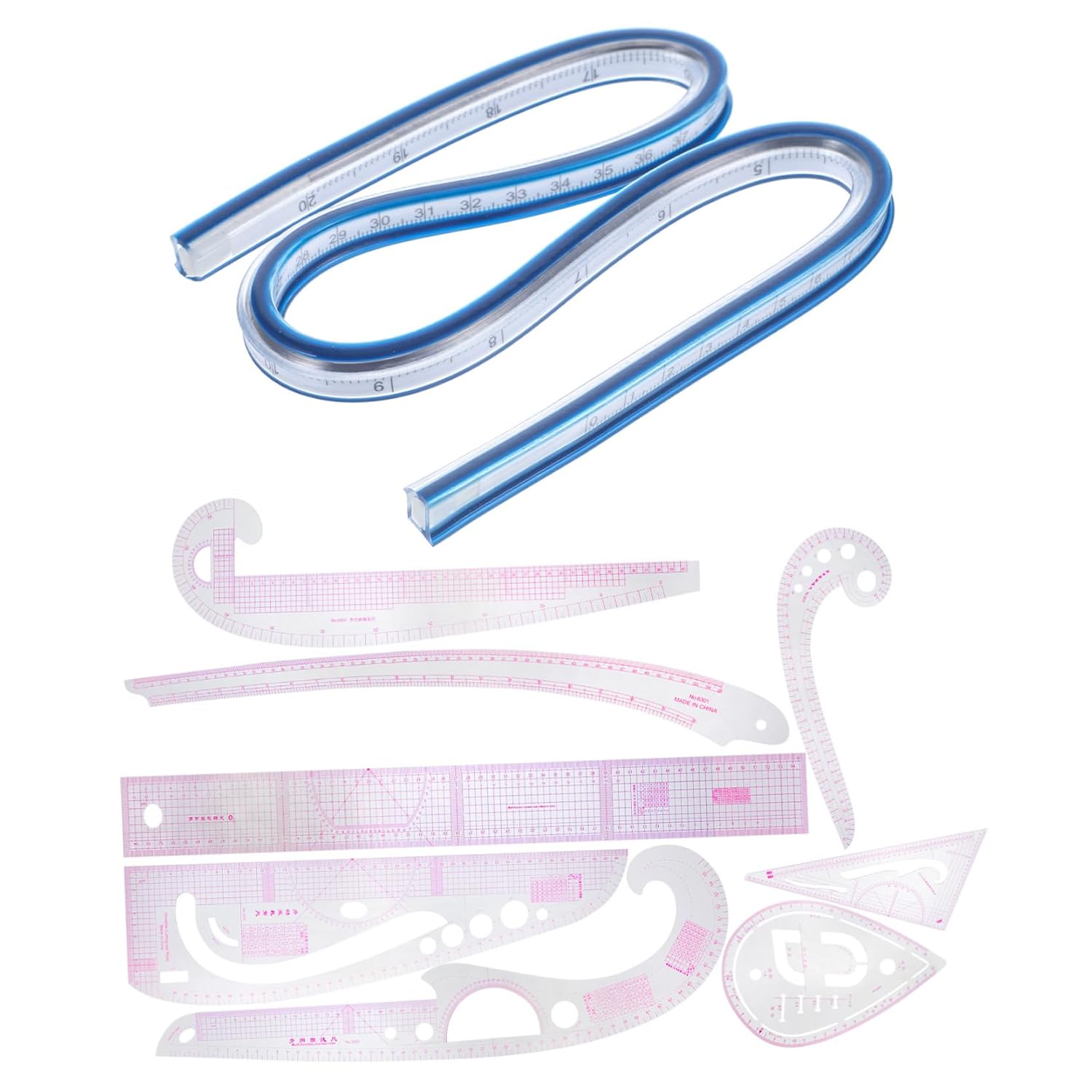 Professional Sewing Ruler Set French Curve Ruler Kit for Tailors Designers and Beginners for Pattern Making Cutting and Measuring
