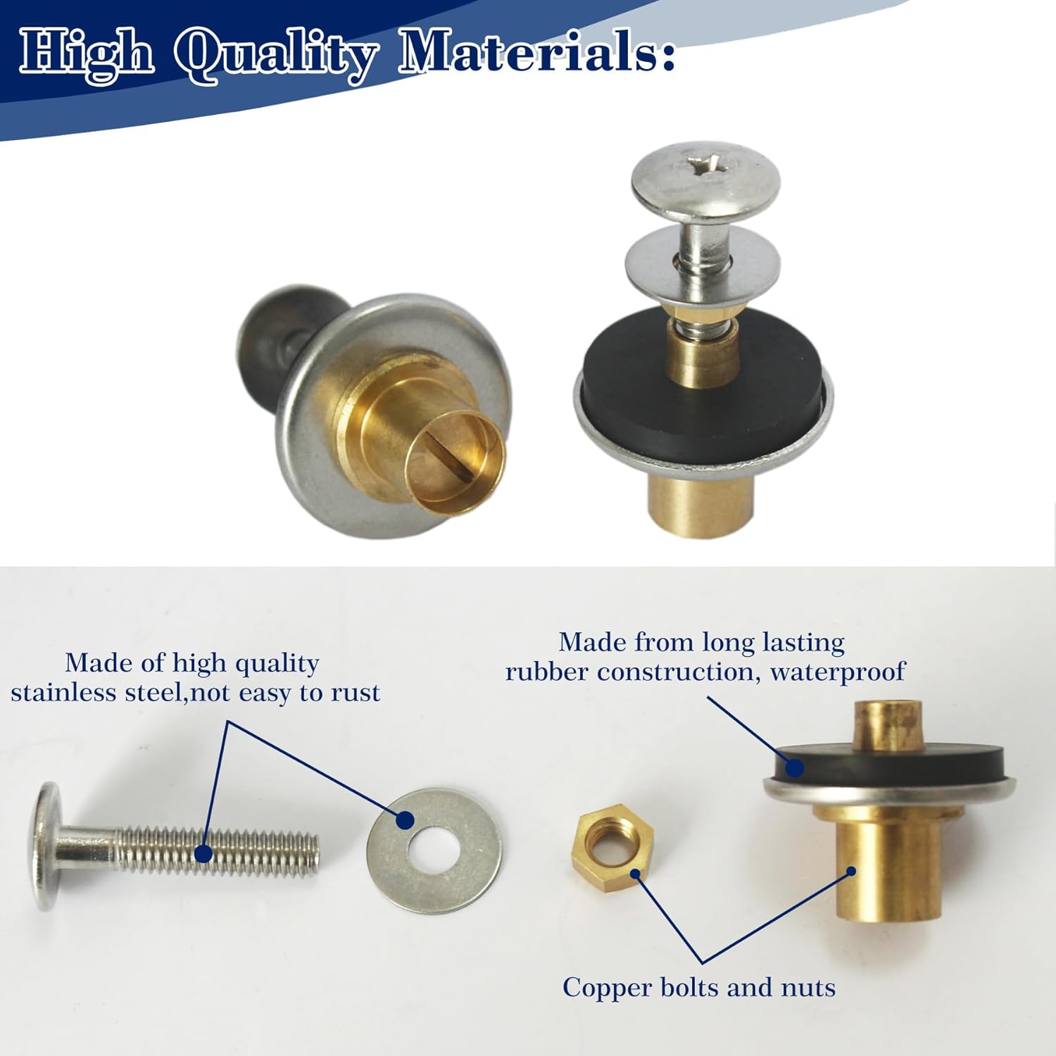 Toilet Flush Valves THU224 and Toilet Tank To Bowl Bolts Mounting Hardware Compatible with TOTO ST412M, ST416M, ST413M, ST464M