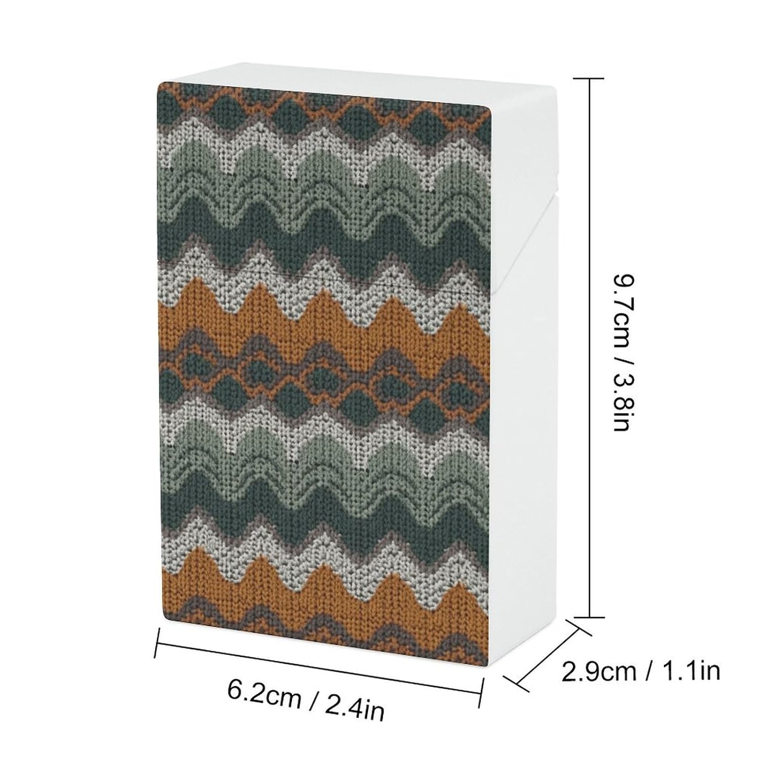 Brown and Green Pattern Cigarette Case for King Size Retro Holder Case with Exquisite Carved Patterns Box 20 Regular Size Cigarettes