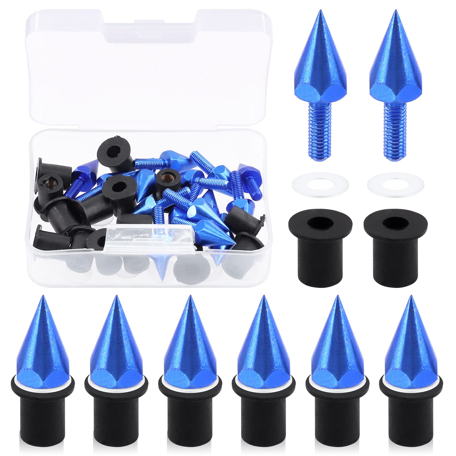 Swpeet 15Pcs Windshield Screws Aluminum Spike Motorcycle Windscreen Bolts Kit, Motorcycle Spike Bolt Screw Short Impaler Compatible with Most