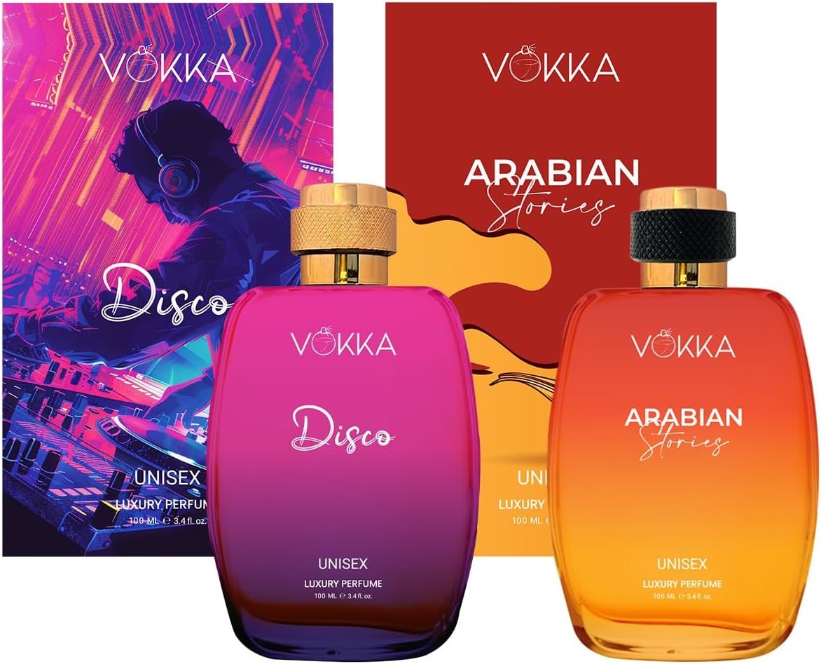 Disco & Arabian Stories 2x100ml | Unisex Luxury Long Lasting Perfume For Men & Women | Eau De Parfum | EDP Fragrance for Gift | Travel & Skin Friendly | Notes: Amber Leathery, Fruity Musky