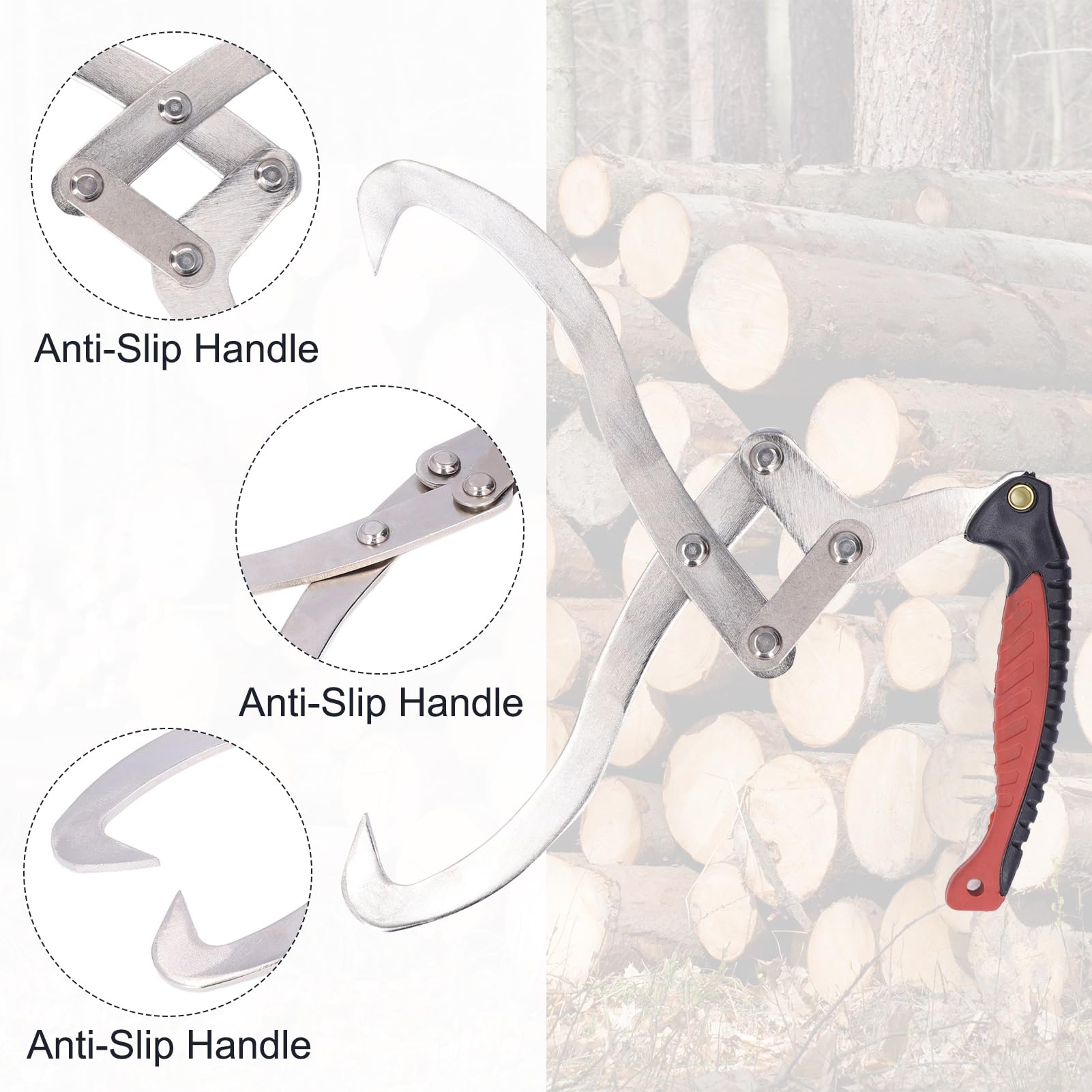 Pinzas Para Troncos, 16,9 Pulgadas, Operación Con Una Sola Mano, Pinzas Para Fuego, Ahorro De Mano De Obra, Gancho De Agarre Para Elevación De Troncos Para Jardín, Agarre De Madera, Troncos, Manipulac