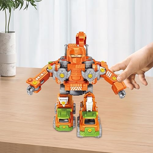 Miniatura 6 de Loevin Juguetes transformadores para niños 4-6, 5 en 1, vehículo de construcción de patines, robot transformador, 5 piezas, función de montaje fácil