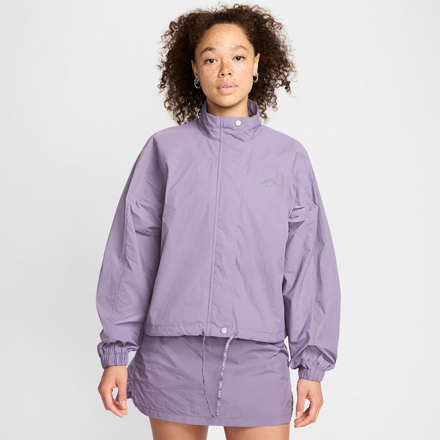 Nike Trail Women's Repel UV Running Oversized Fit Jacket, Oversized, Daybreak/Court Purple, XS