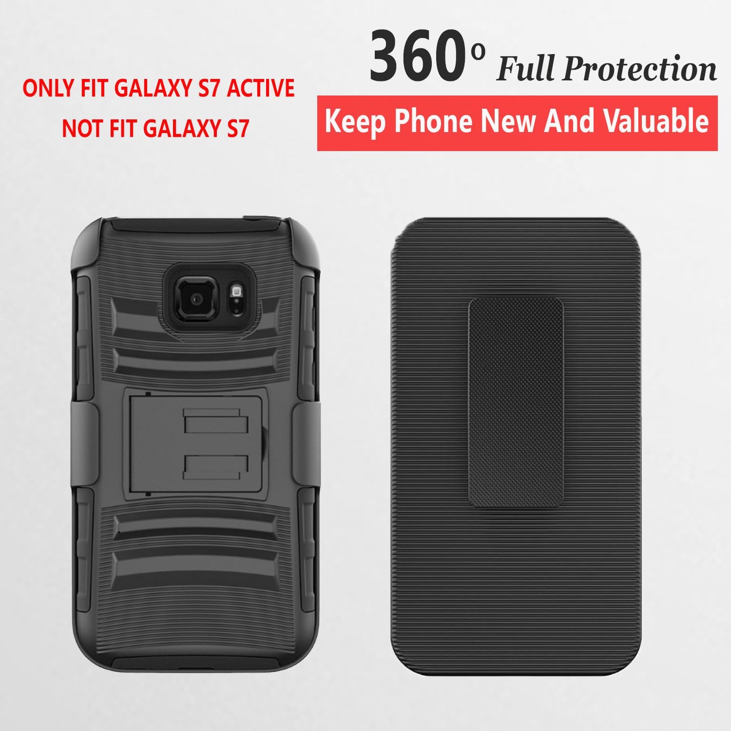 Galaxy S7 Active Case, [Not Fit Galaxy S7] Circlemalls Dual Layers [Combo Holster] and Built-in Kickstand Bundled with [Premium Screen Protector] Hybird Shockproof for Samsung Galaxy S7