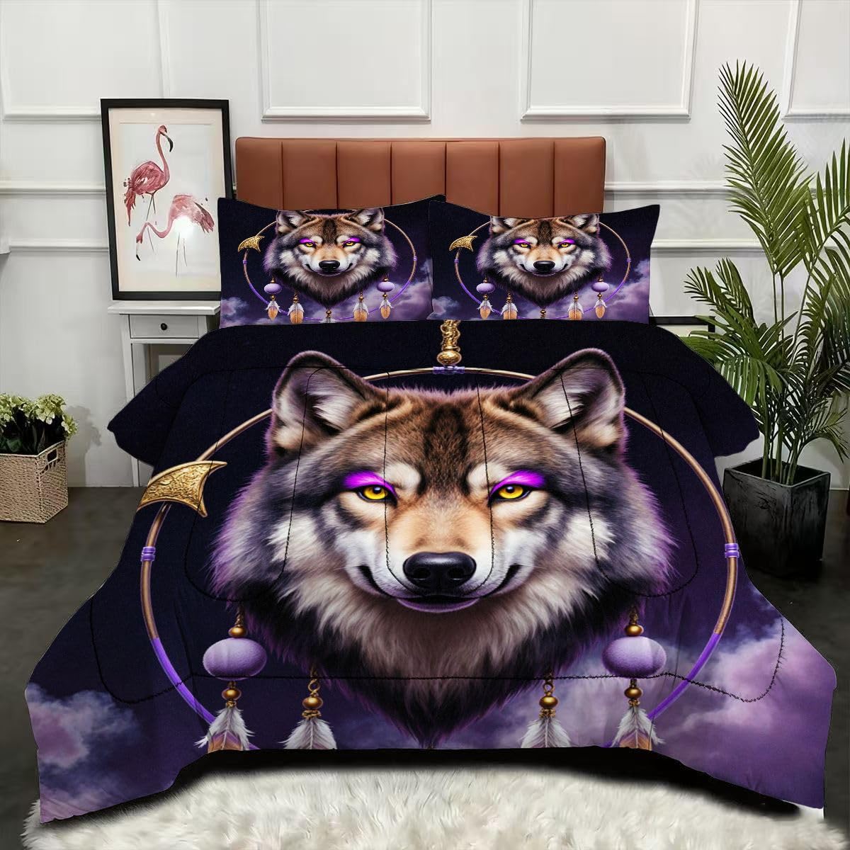Couette loup 220x240cm pour en finir avec la corvée de la housse de couette difficile à enfiler