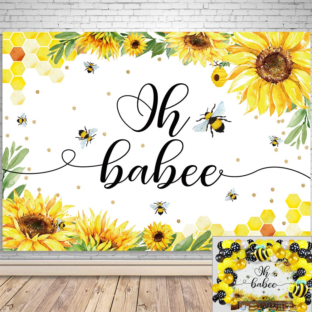 Bee Themed Decorations Backdrop, Oh Baby Bee Boy Girl Baby Shower Party  Decorations Supplies, Sunflower Bumble Bee Green Leaves Golden Spots  Honeycomb