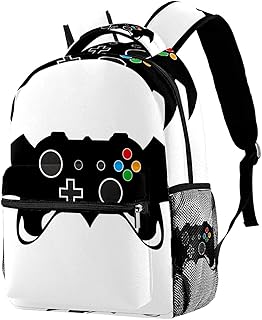 KikandKo Black Gamer Controller School Backpack for Girls Boys, Lightweight Bookbag Backpack Purse for Women Men One Size