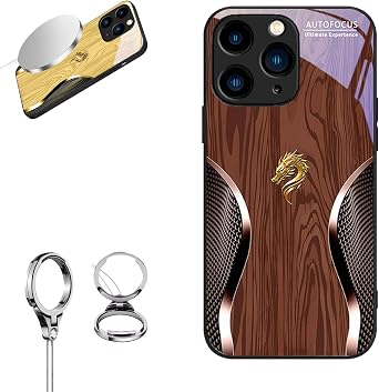 Personalized Dragon Compatible with Magsafe Glass Phone Case, Dragon Compatible Glass Phone Case for iPhone, Supports Wireless Charging for iPhone 16/15/14/13/12ProMax 16promax,Brown