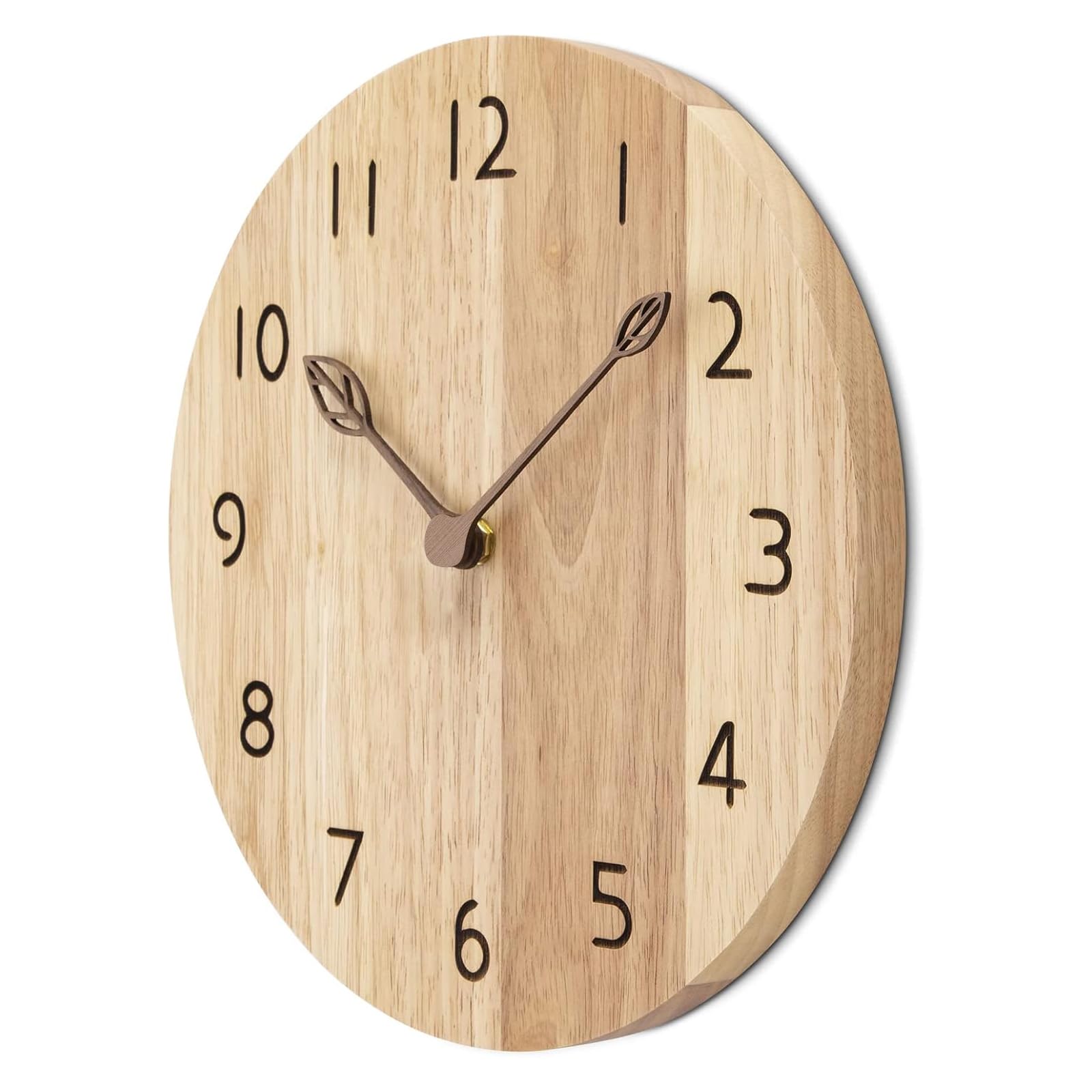 VIVILINEN Orologio da Parete in Legno Massello Naturale, Orologio da Parete Silenzioso Nessun Ticchettio per Cucina, Soggiorno, Camera da letto
