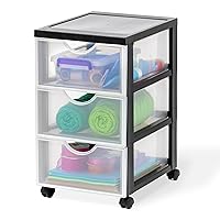 Iris Ohyama DDDC-003 - Cassettiera in plastica con ruote, 3 cassetti piatti