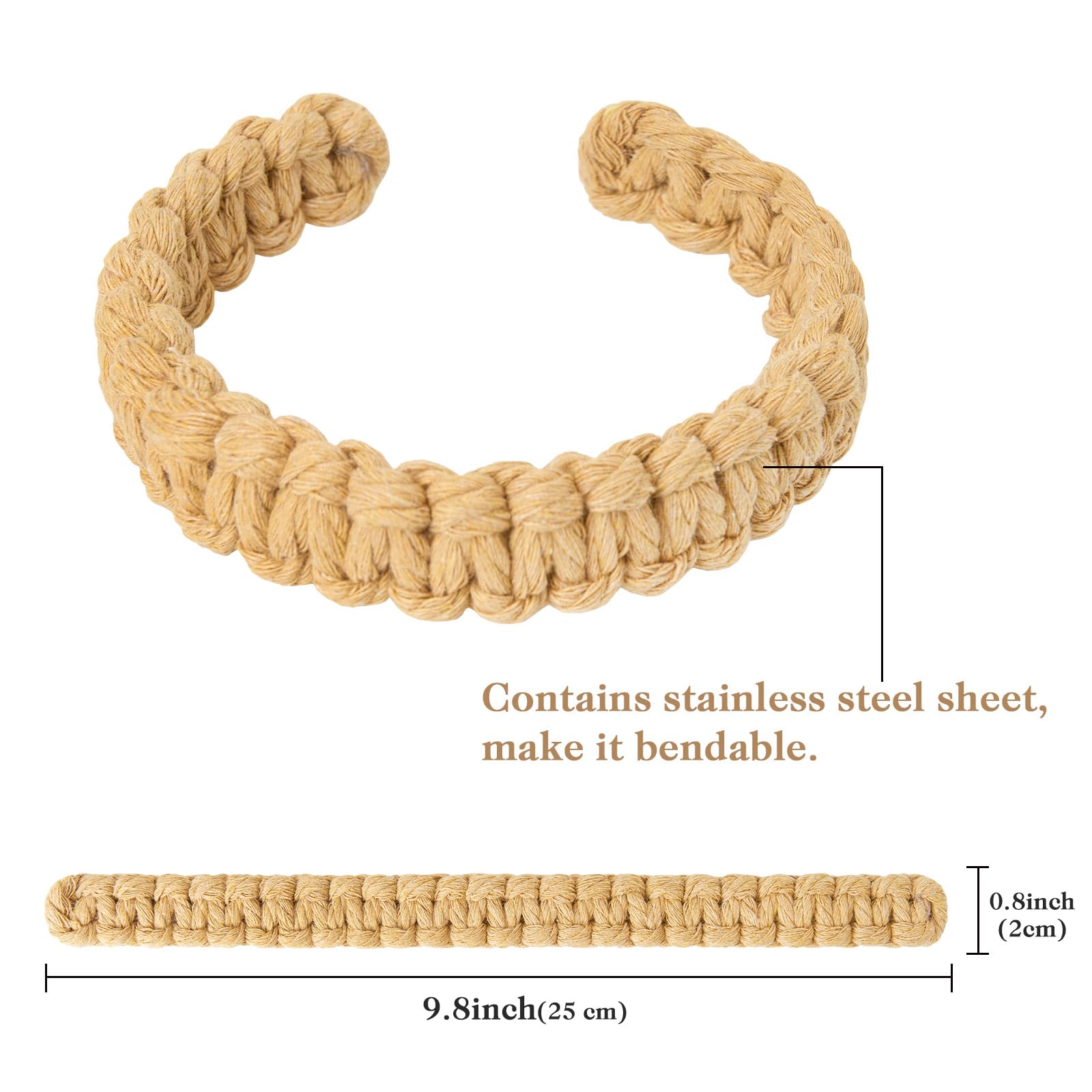 Pretty Jolly 4 Pack Natural Cotton Rope Curtain Tiebacks Farmhouse Rustic Style Decorative Drape Tie Backs Handmade Braided Curtain Holdbacks for Home Sheer/Light Weight Drapery (C-khaki-S) - Image 4