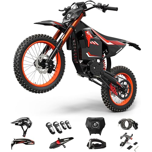 QRONGE X1 Spark Electric Dirt Bike, 4500W Peak Electric Bicycle, 60V 28.8Ah Up to 60 Miles Electric Motorcycle, 17"/14" Off-Road Tire E-Dirt Bike for Adults Teens(L-Orange)