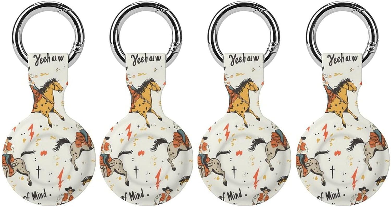 Yeehaw State of Mind Funny Cover Compatible with AirTag Case Protector GPS Tracker Holder with Keychain
