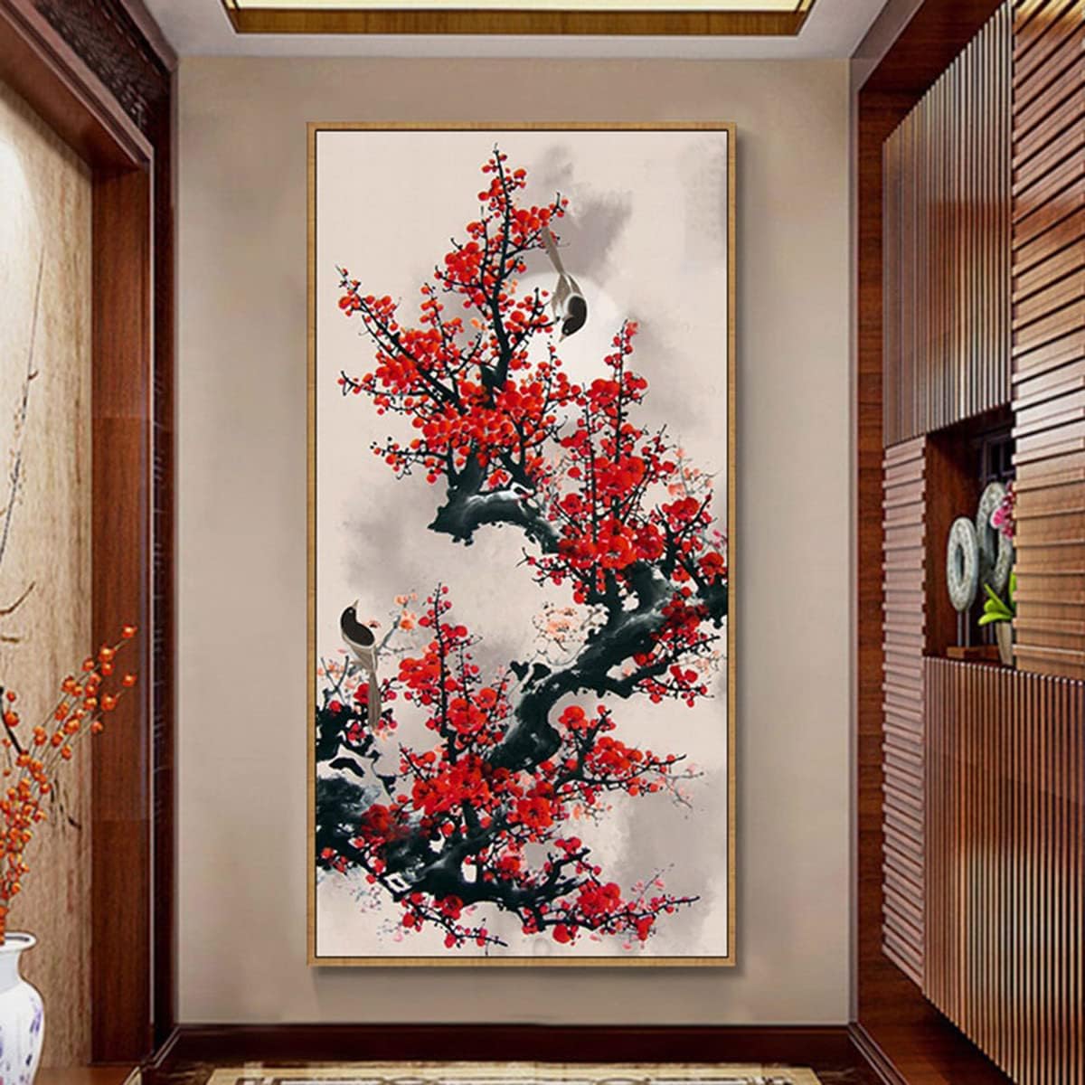 Instarry 5D DIY Diamond Painting Large Size Plum Blossom Cross Stitch Embroidery Living Room Kitchen Decorations Wall 39.4x19.7 inch